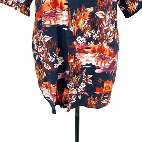 No Nationality Tyrion Short Sleeve Button Down Navy Print 605 Men's Size XL - Picture 3 of 11